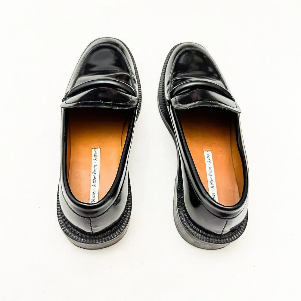 & Other Stories Black Patent Leather Penny Loafers Round Toe Size 36 Portugal